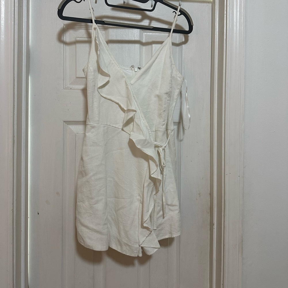 She + Sky Cream Ruffle Romper